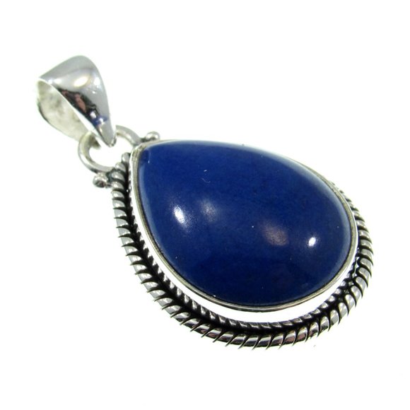 Solid 925 Sterling Silver Teardrop Lapis Lazuli Pendant, January Birthstone - Picture 3 of 5